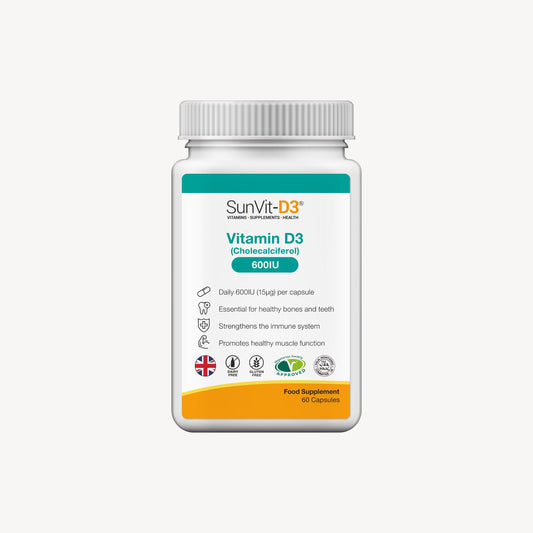 Vitamin D3 600IU (15ug) 60 Convenient Daily Strength Capsules - SunVit-D3