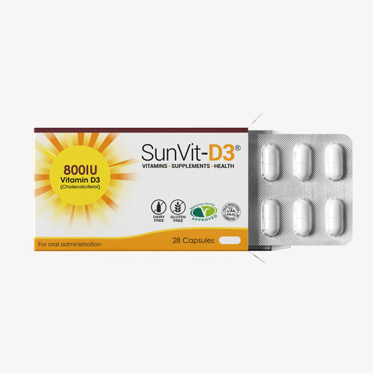 Vitamin D3 800IU (20ug) 28 Convenient Daily Strength Capsules - SunVit-D3